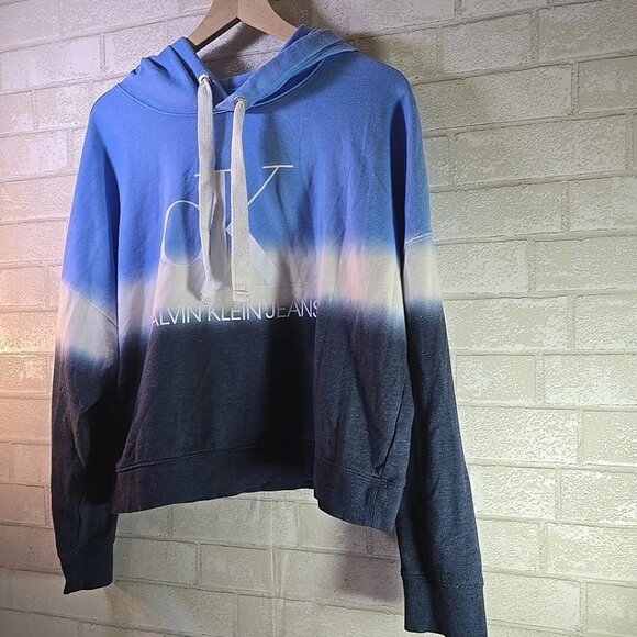 2 Calvin Klein Women Tie Dye Block Monogram Logo Cropped Hoodies Size XL & XXL - Picture 5 of 14